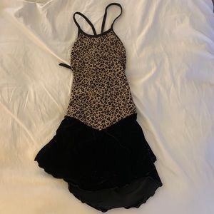 Leopard Print Girls Figure Skating Dress